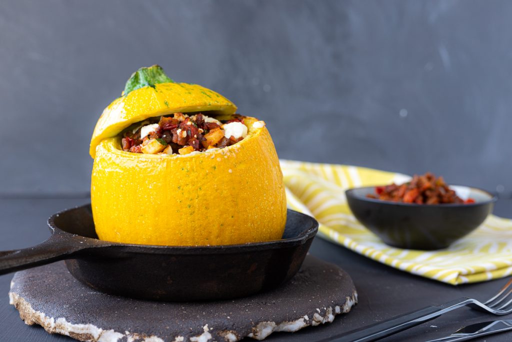 Vegan gefüllte Zucchini mit Ratatouille