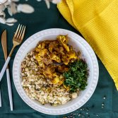 Veganes Karfiol Curry mit low carb Pastinaken Reis
