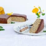 Low carb Karotten Mohn Kuchen mit veganem Schoko Frosting