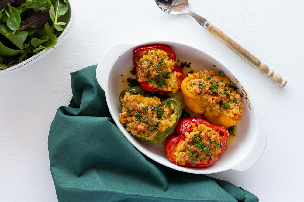 Vegan gefüllte Paprika mit Linsen | Essen nach dem Zyklus