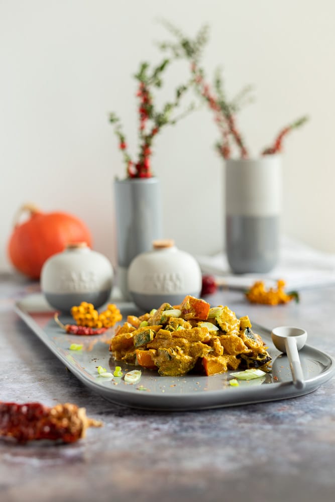 Schnelles Kürbis Zucchini Curry indischer Art