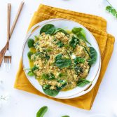 Veganes low carb Risotto mit Spinat