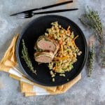 Schweinefilet im Speckmantel mit Dinkel-Vollkorn-Spätzle