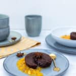 Low carb Schokoküchlein mit flüssigem Kern und Mandarinen Kompott (zuckerfrei)