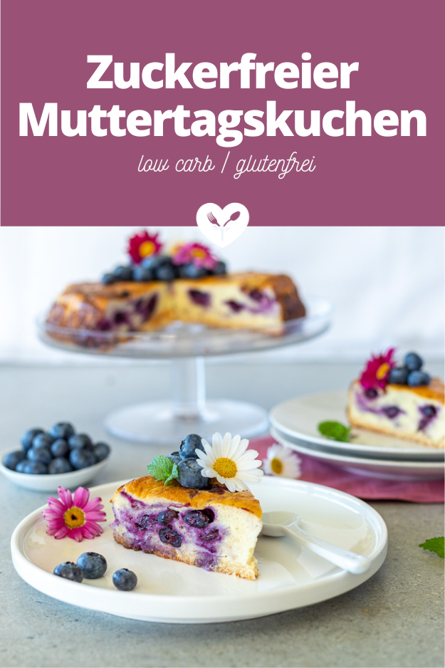Zuckerfreier Cheesecake mit Heidelbeeren (low carb & glutenfrei)
