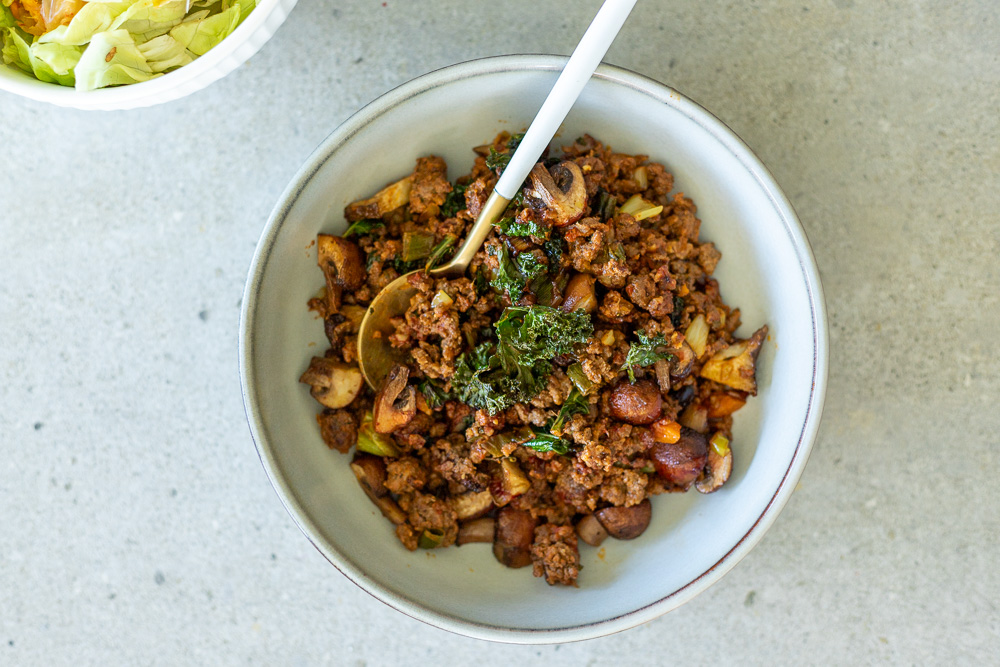 Hackfleisch-Gemüse-Pfanne mit Preiselbeer-Touch