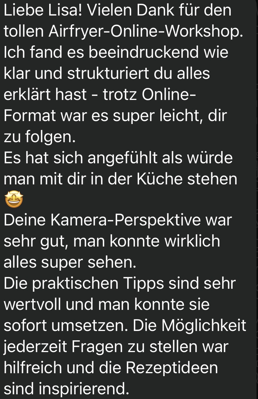 Airfryer Workshop Feedback